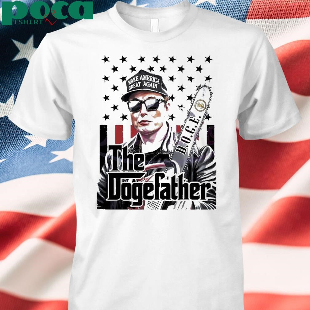 Elon Musk The Dogefather Chainsaw Doge Us Flag T Shirt
