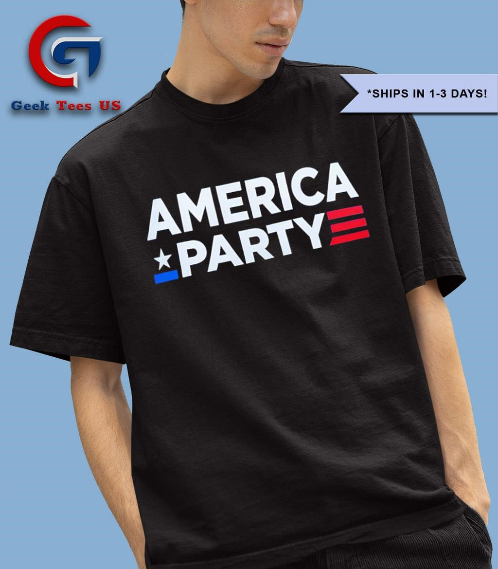 Elon Musk wearing America party shirt
