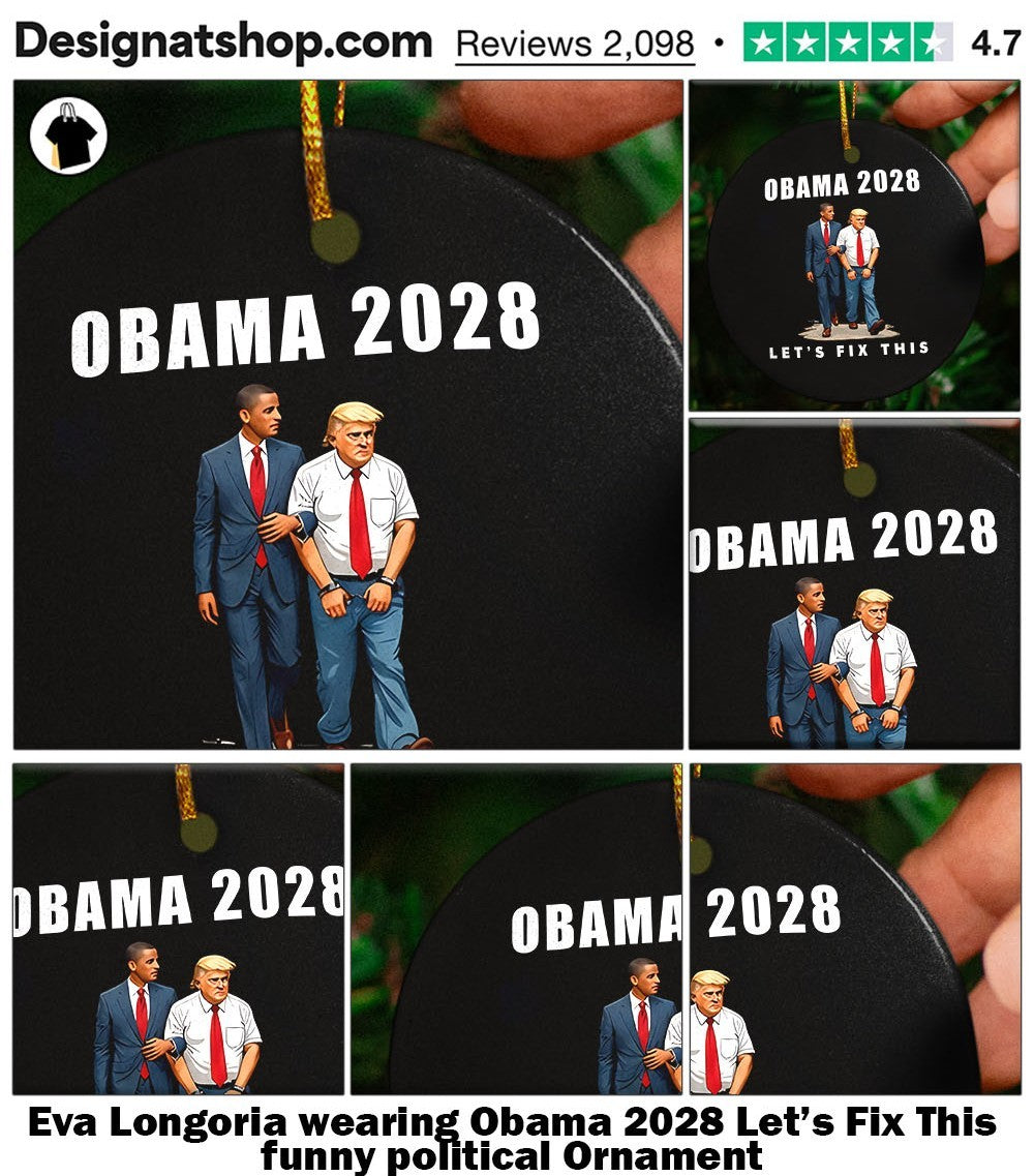 Eva Longoria wearing Obama 2028 Let’s Fix This funny political shirt