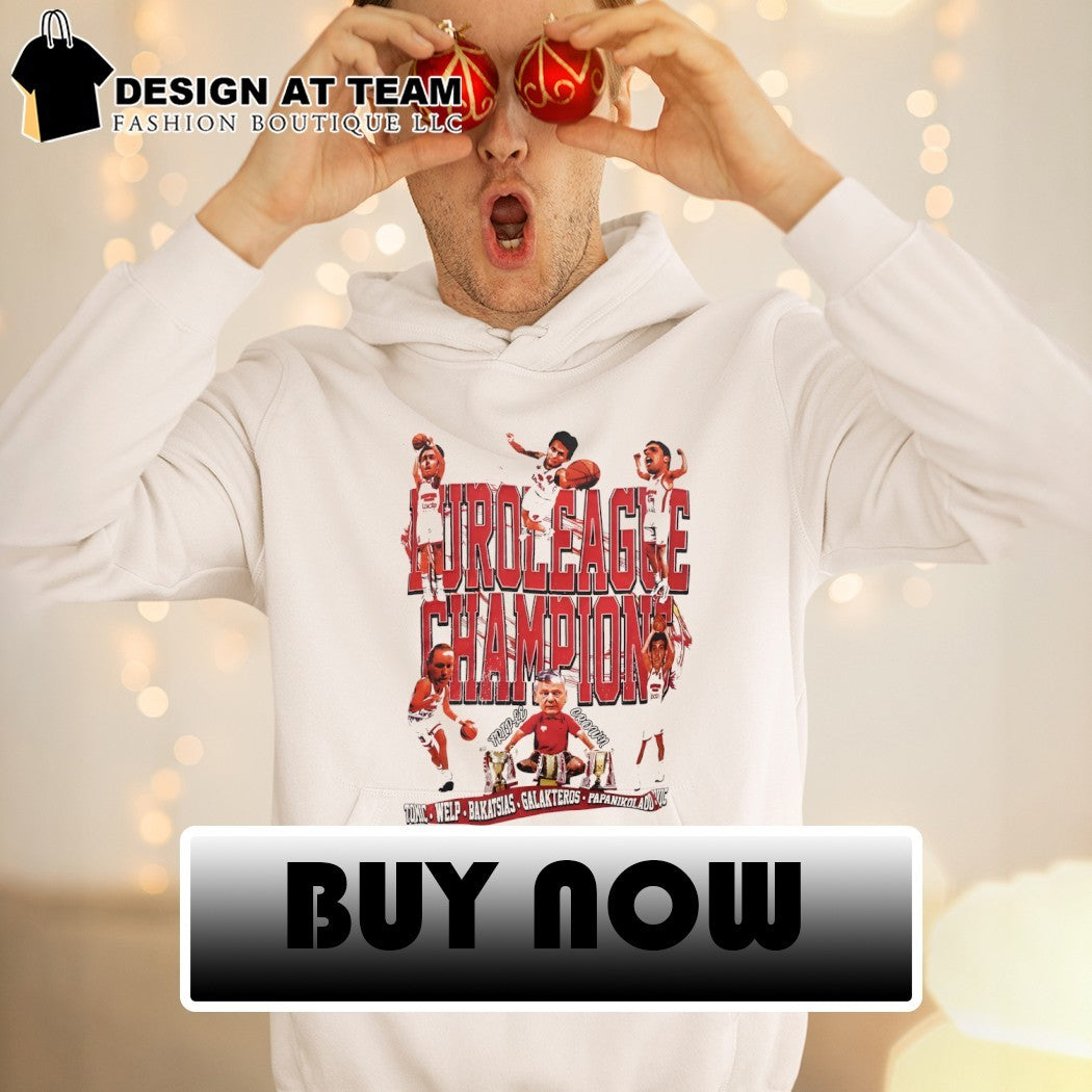 Evan Fournier wearing Olympiacos B.C Euro League Champions Rome 1997 shirt