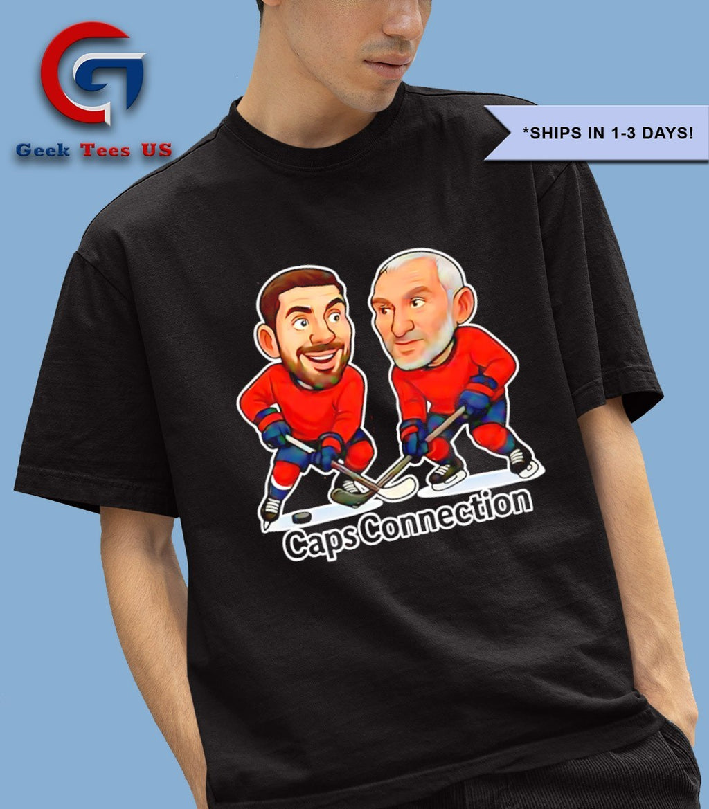 Evgeny Kuznetsov and Alex Ovechkin Caps Connection Hockey caricatures shirt