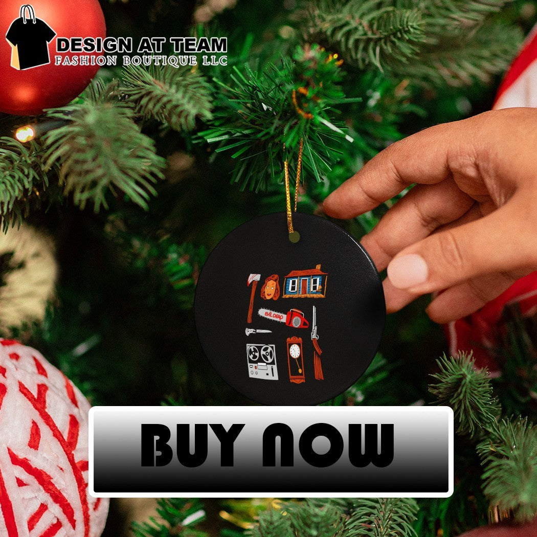 Evil Dead Cabin ax deadite chainsaw shotgun tape recorder clock meme shirt