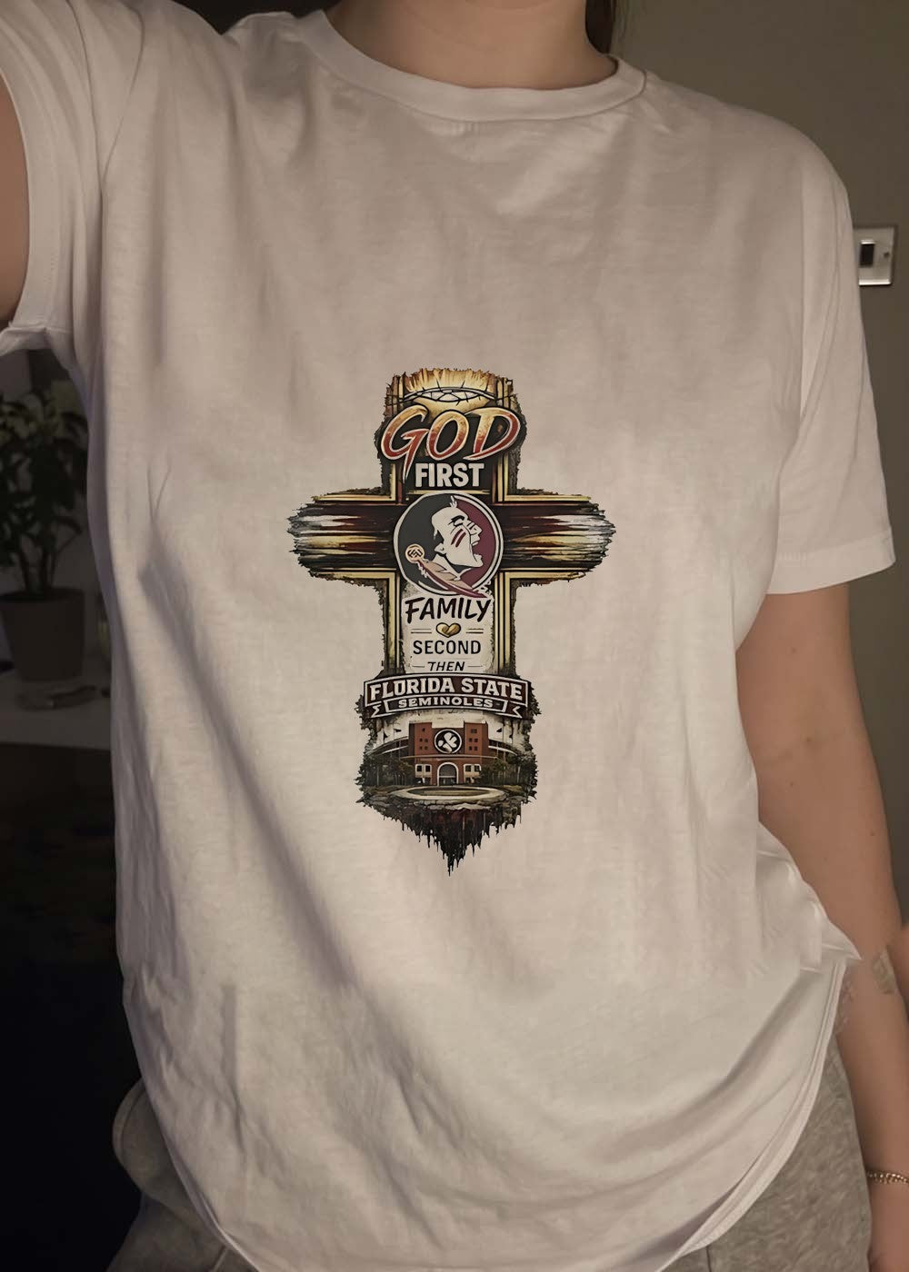 FSU Fan Gear God First Family Second then Florida State Seminoles T-Shirt