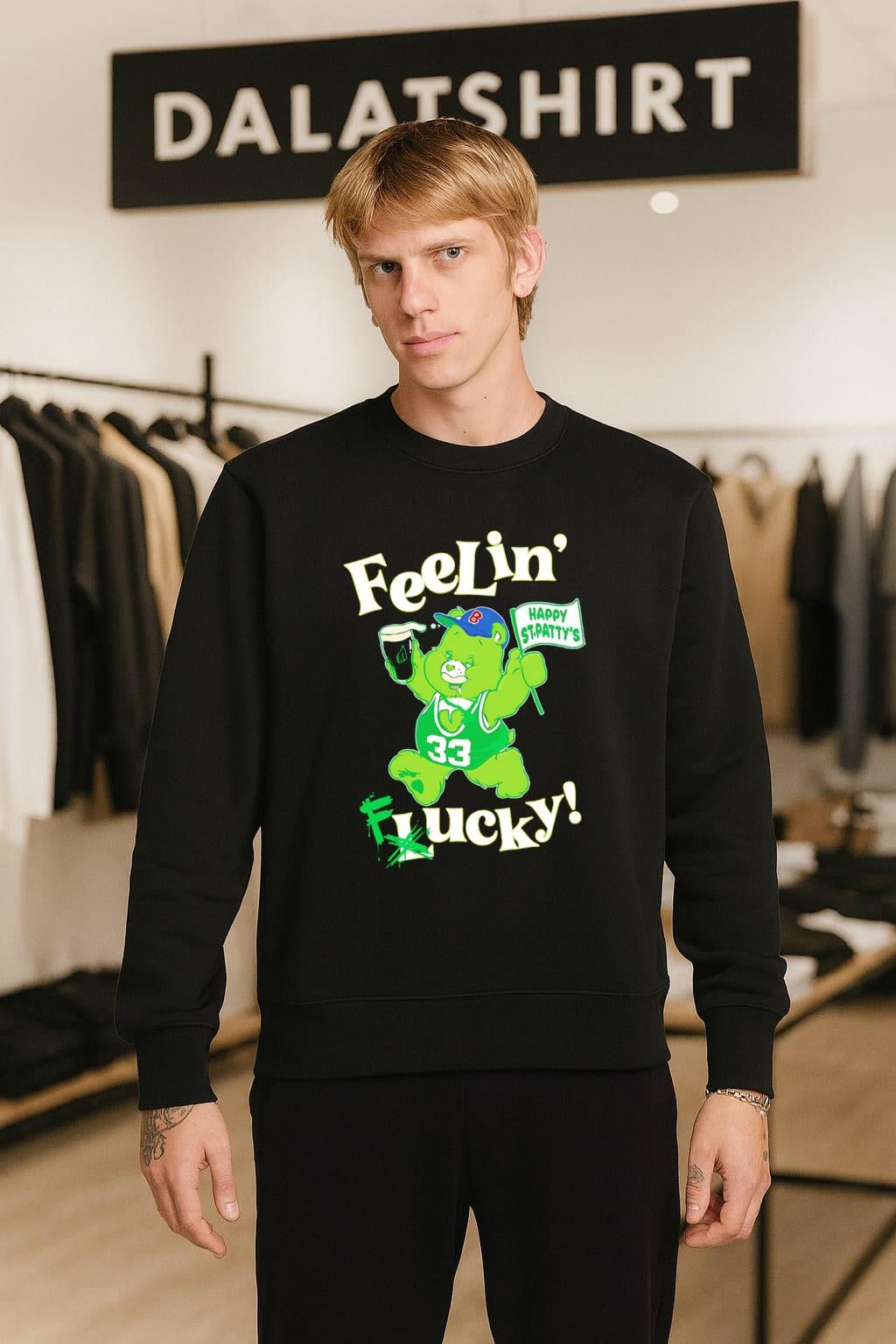 Feelin’ Happy St. Patty’s Lucky Care Bear Clover shirt