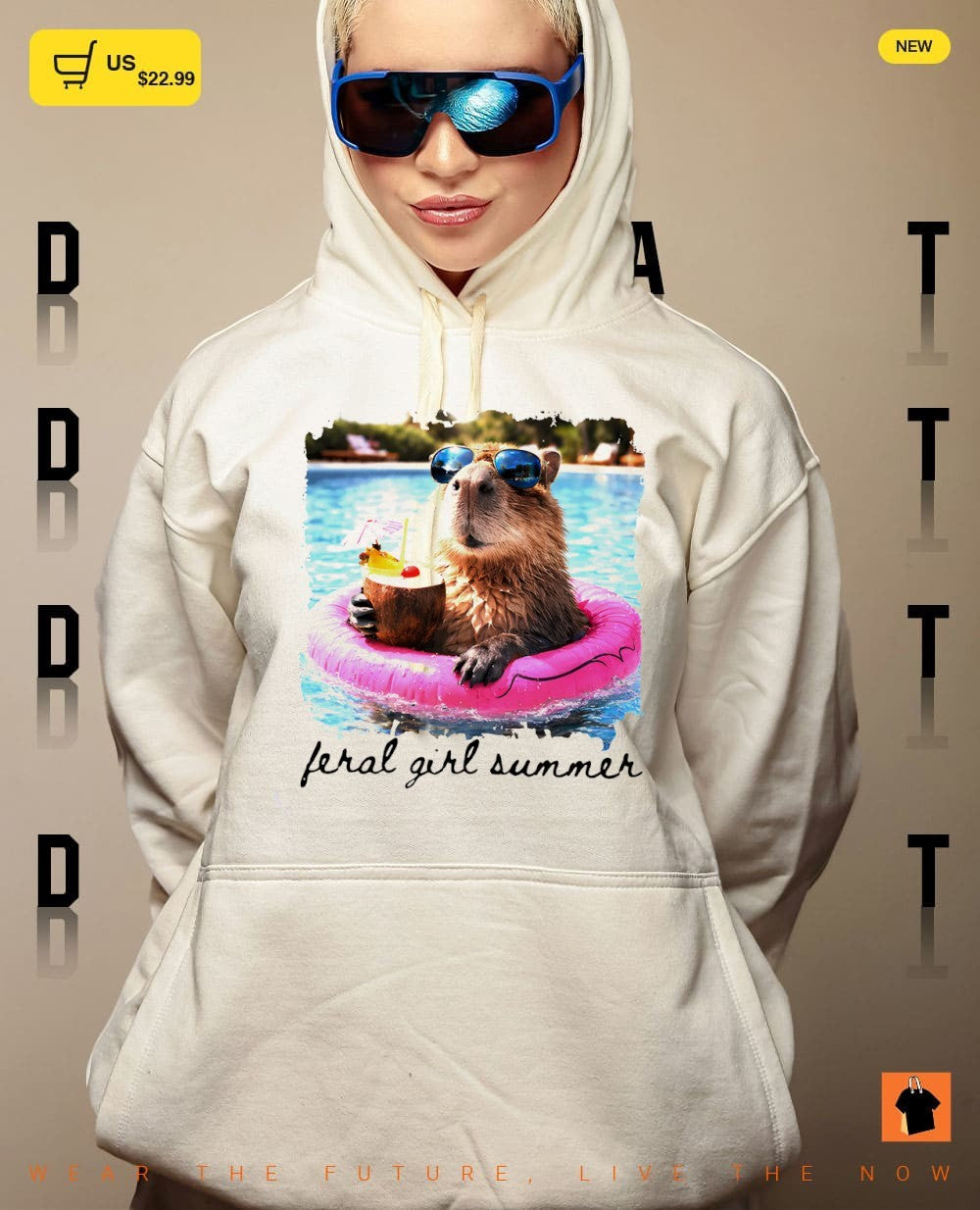 Feral Girl Summer Capybara Pool Art shirt