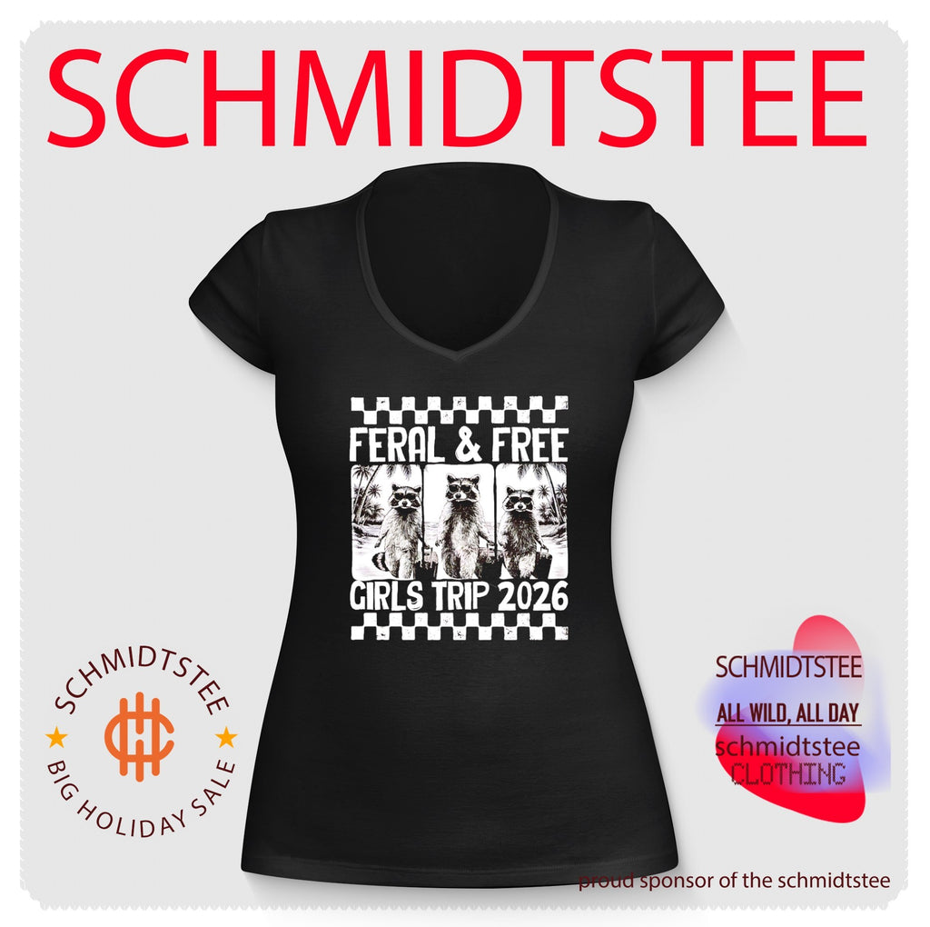 Feral and Free Girls Trip 2026 raccoon vacation shirt
