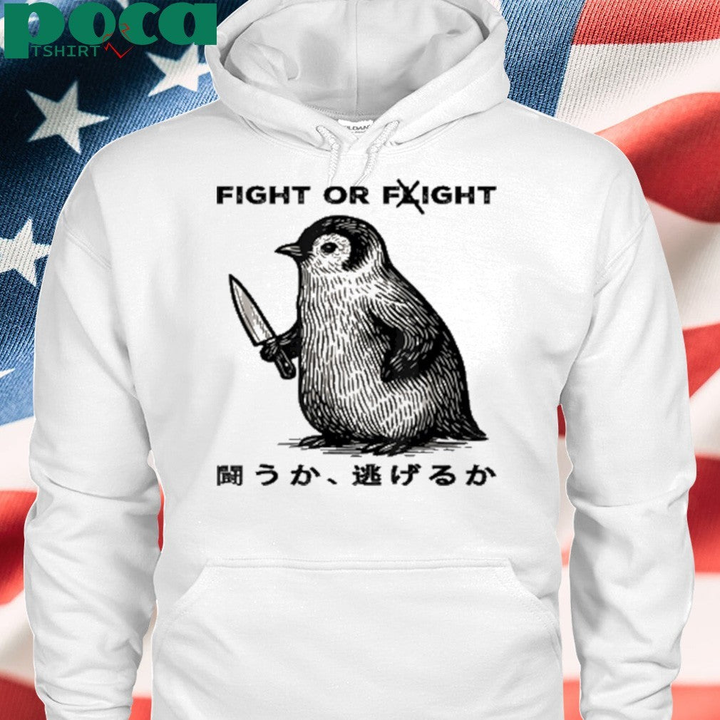 Fight Or Flight Meme Penguin With Knife shirt