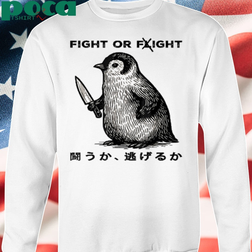 Fight Or Flight Meme Penguin With Knife shirt