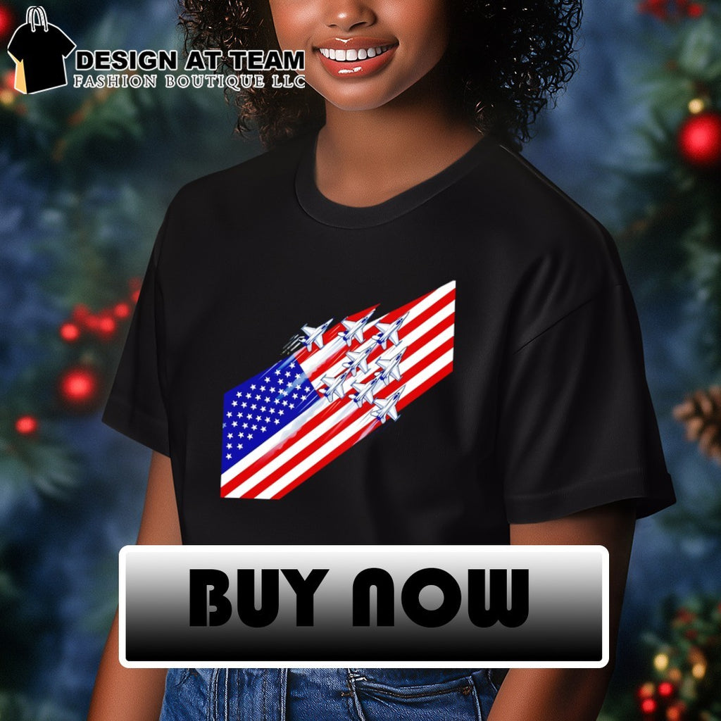 Fighter Jets Flying over American flag Military Theme Design Patriotic 2026 shirt