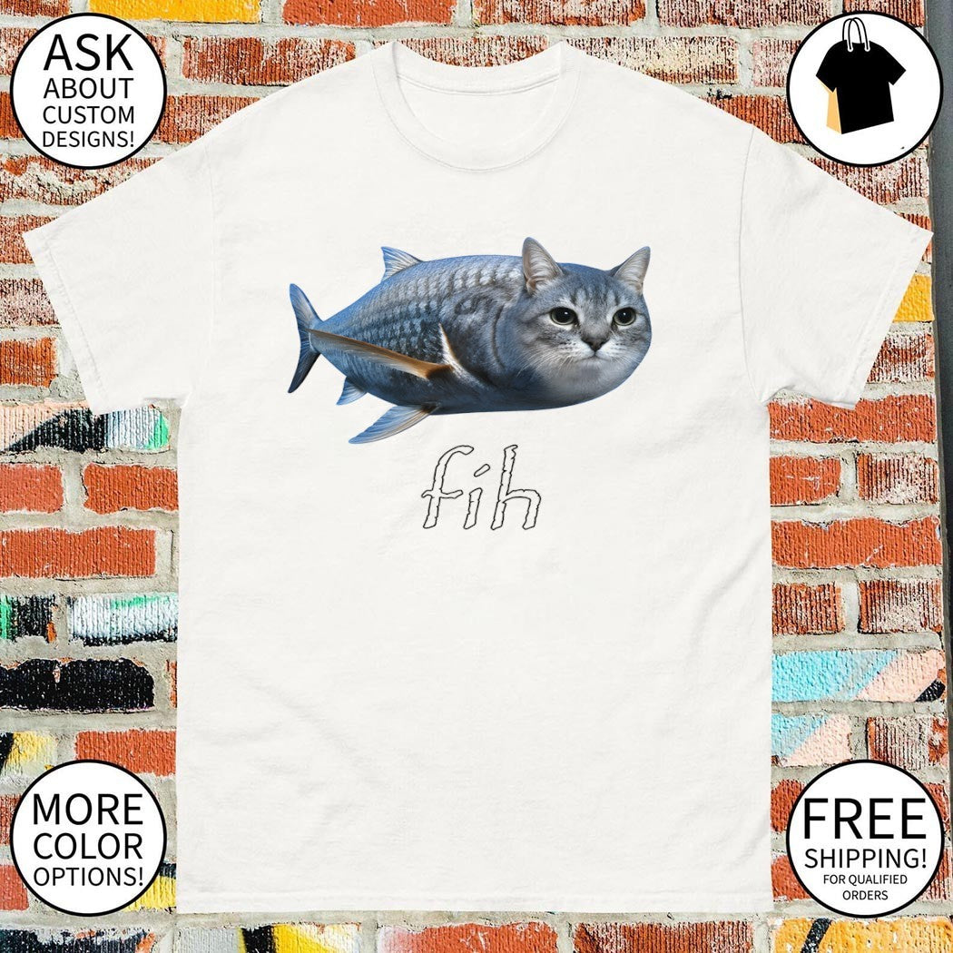 Fih Cat x fish brainrot meme shirt