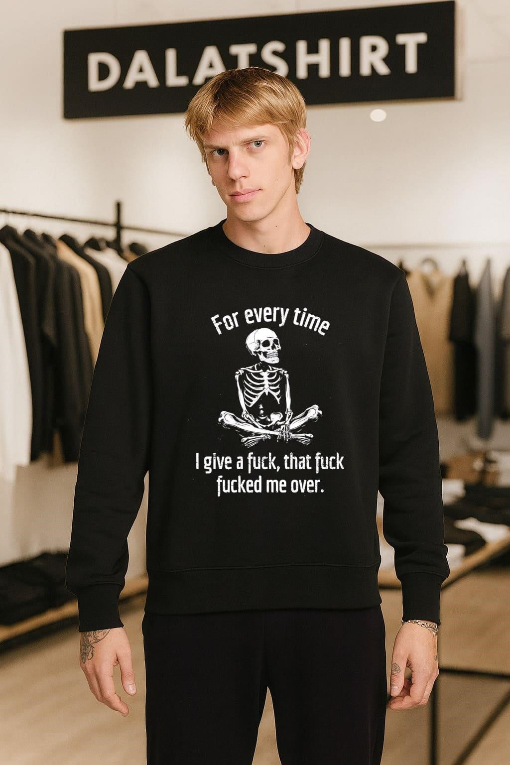For Every Time I Give A Fuck That Fuck Fucked Me Over Meditating Skeleton shirt