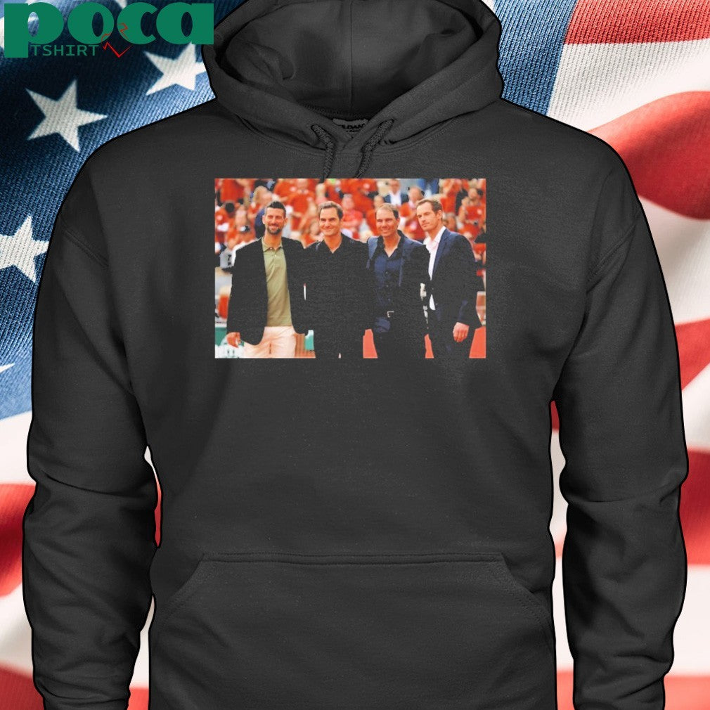 Four Tennis Legends Djokovic Federer Murray Nadal At Rafa Roland Garros Tribute Wall shirt