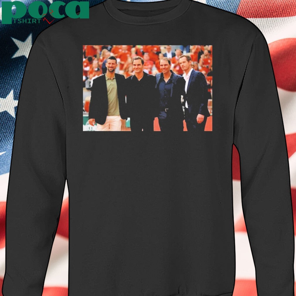 Four Tennis Legends Djokovic Federer Murray Nadal At Rafa Roland Garros Tribute Wall shirt