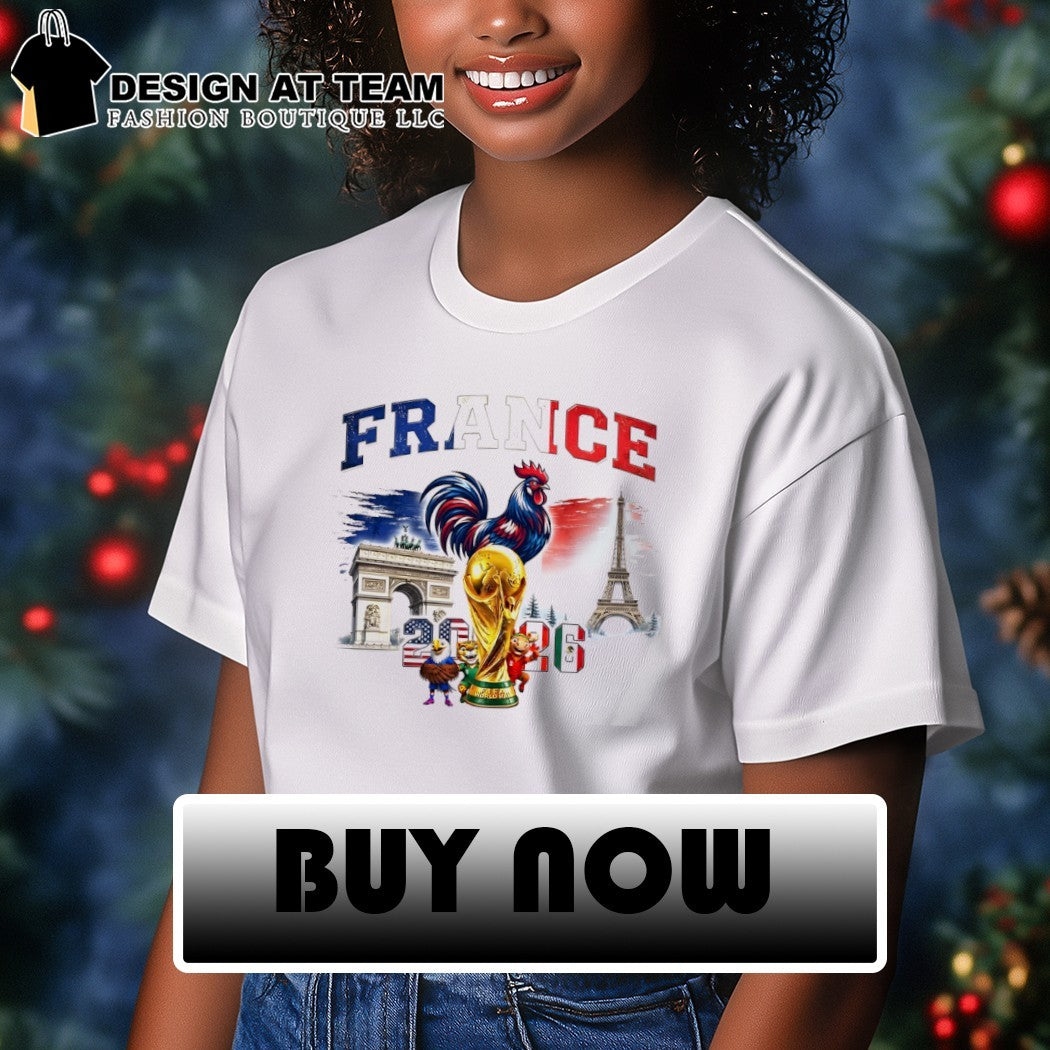 France Soccer Rooster Eiffel Tower Trophy Mascot 2026 World Cup Sport shirt
