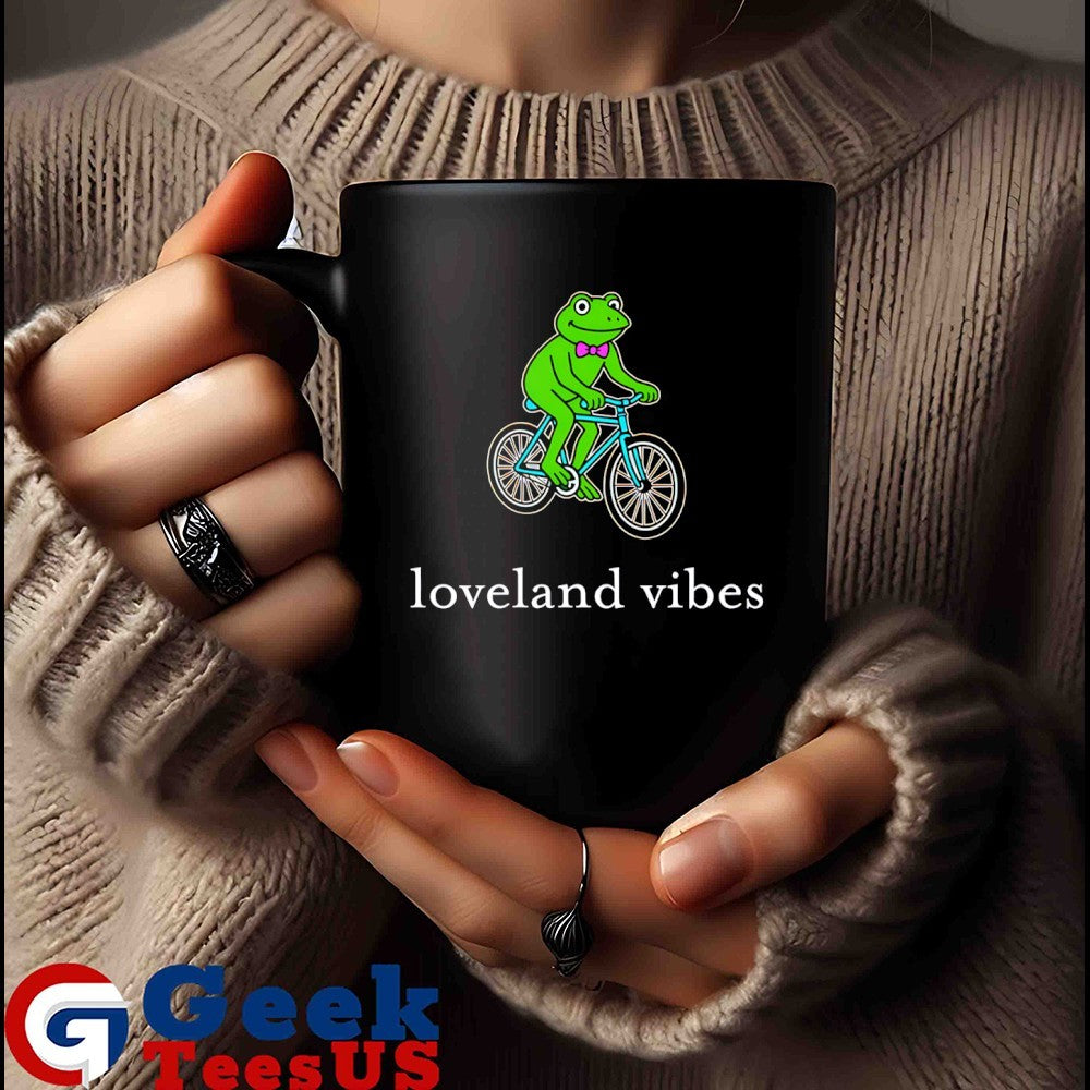 Frog riding bicycle loveland vibes shirt