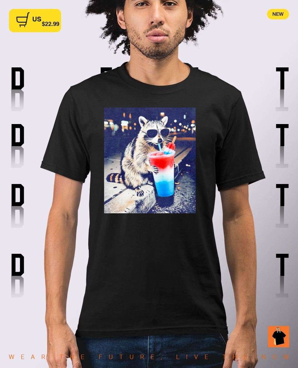 Funny American Meme 4th of July Raccoon Drinking Red White Blue Popsicle shirt