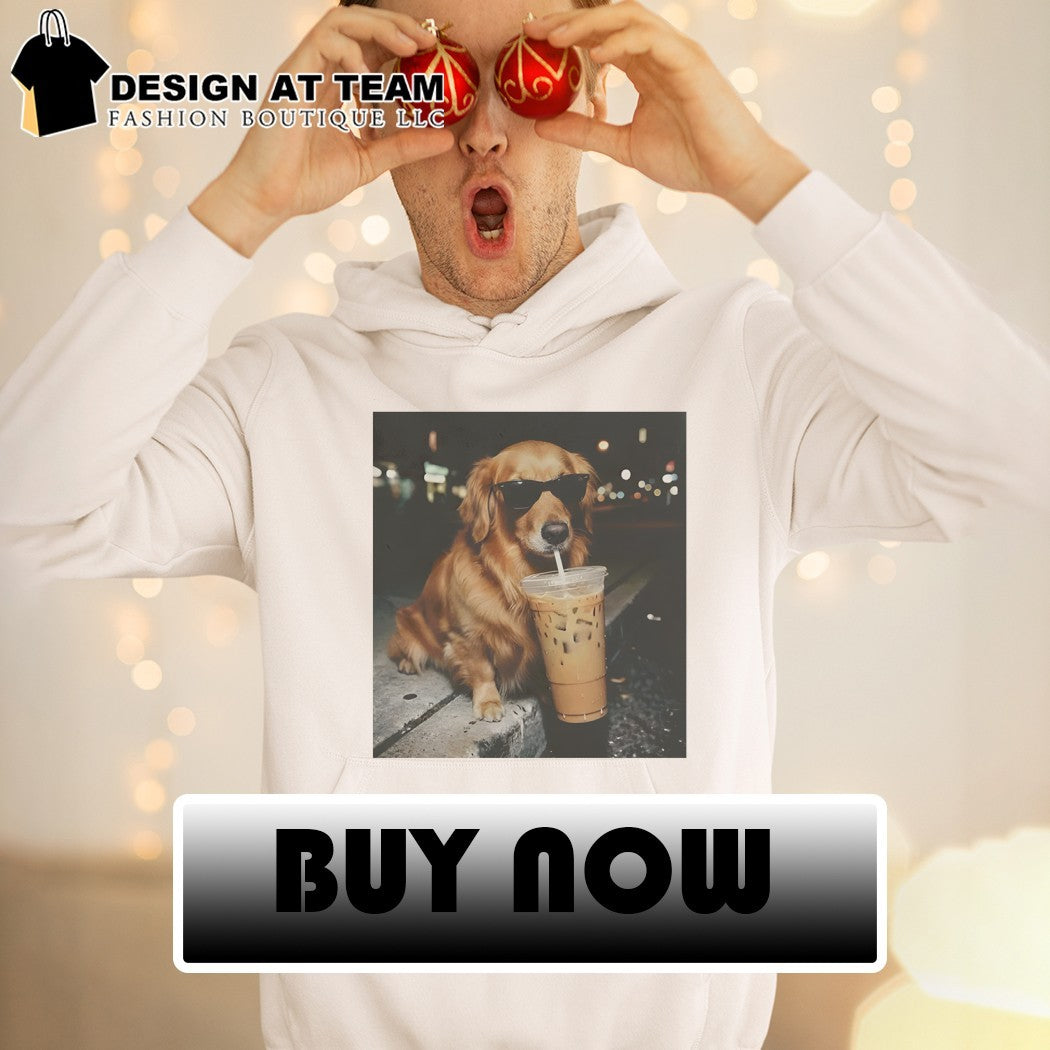 Funny Golden Retriever Drinking Iced Coffee shirt