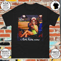 Funny meme doll drinking iced coffee I live here now Game Day shirt