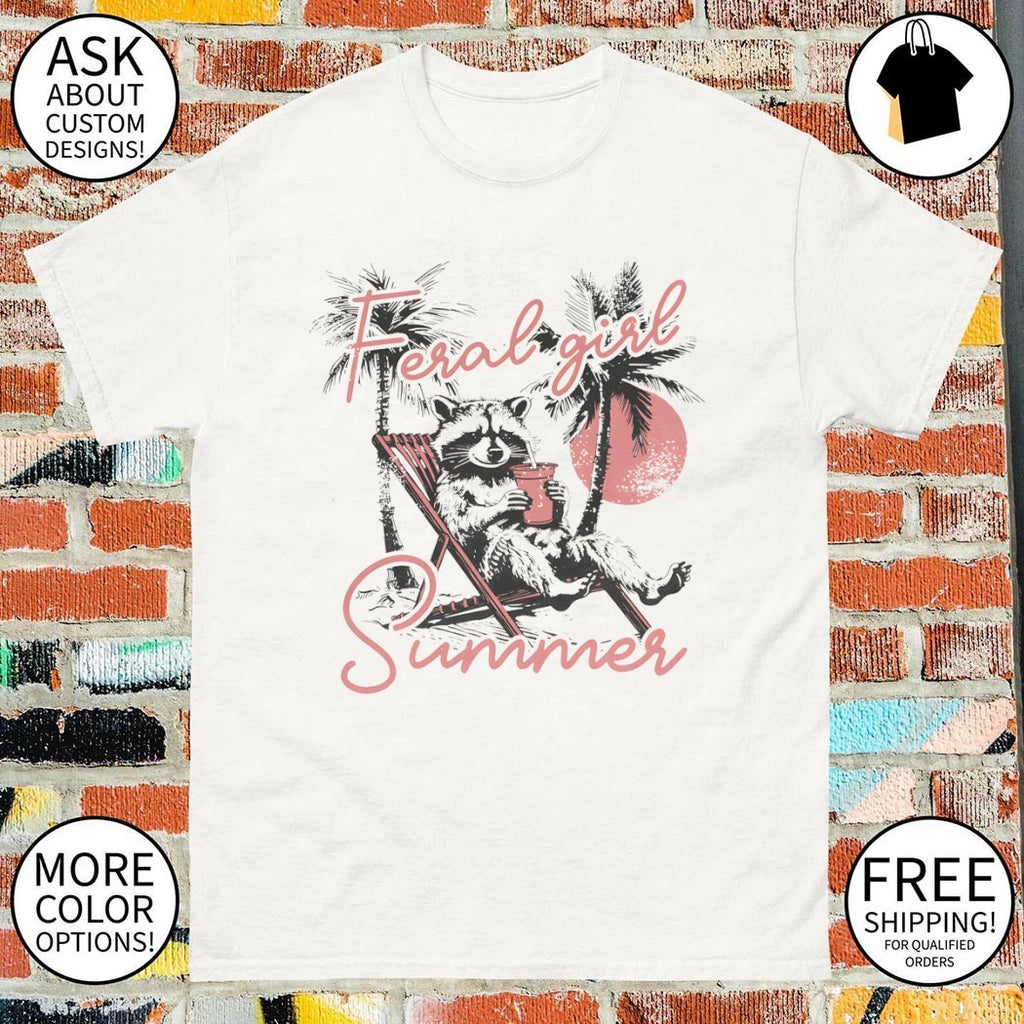Funny raccoon beach feral girl summer shirt