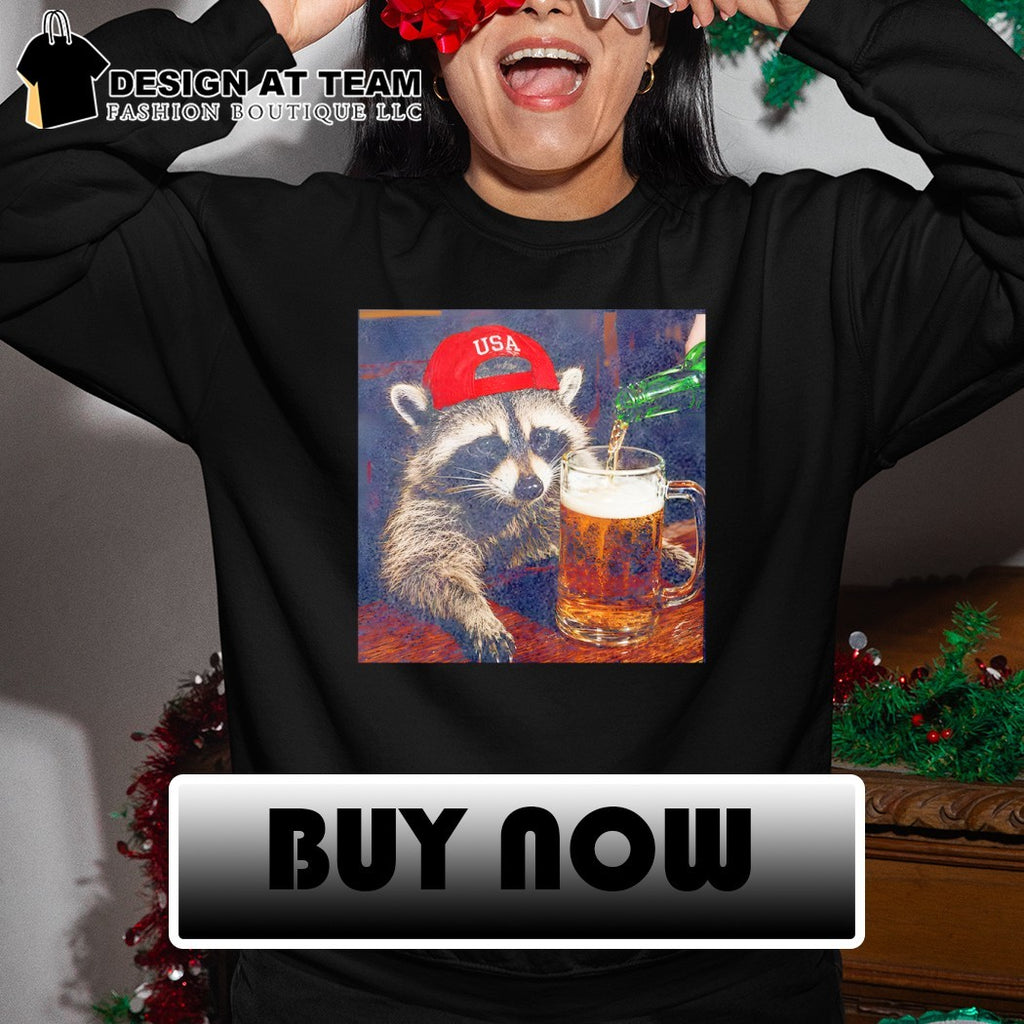 Funny raccoon beer Patriotic USA 4th Of July 2026 shirt