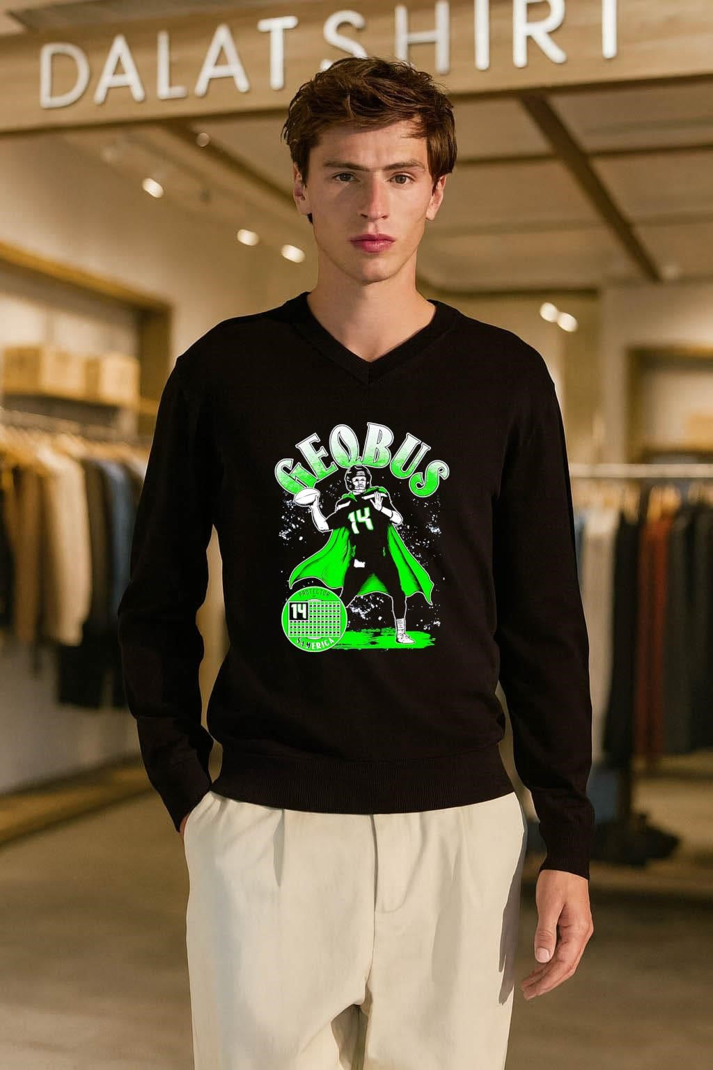 GEQBUS Sam Darnold Protector Of America Number 14 Superhero shirt