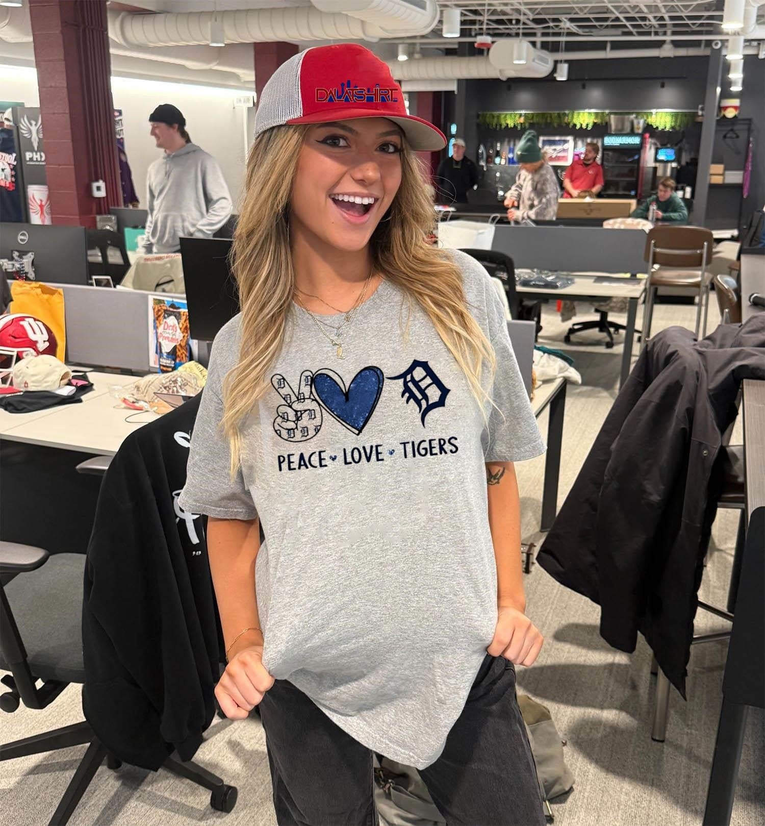 Peace Love Tigers Detroit Baseball Fan Graphic shirt