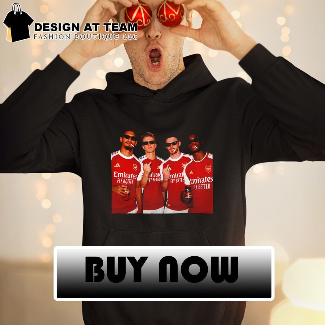 Gabriel Martinelli Bukayo Saka Martin Odegaard The Arsenal FC middle finger Football Club 2026 shirt
