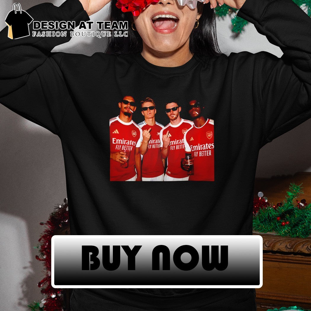 Gabriel Martinelli Bukayo Saka Martin Odegaard The Arsenal FC middle finger Football Club 2026 shirt