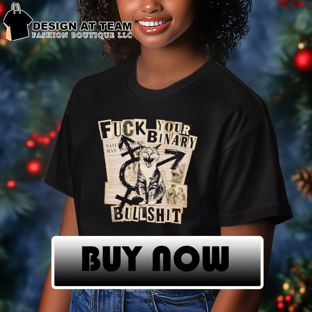 Gender Neutral Kitty Cat Fuck Your Binary Bullshit vintage shirt