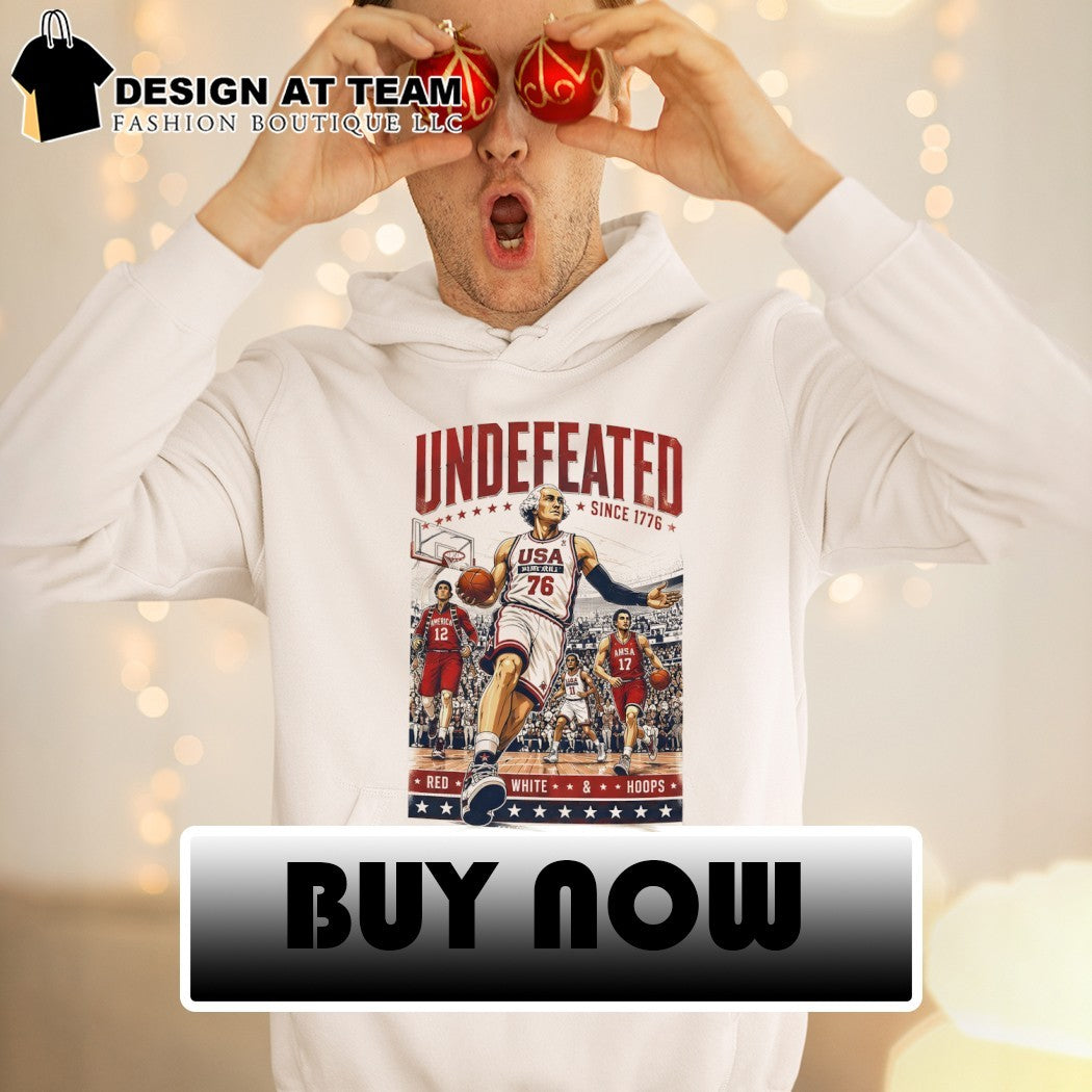 George Washington Basketball Since 1776 Undefeated red white hoops shirt