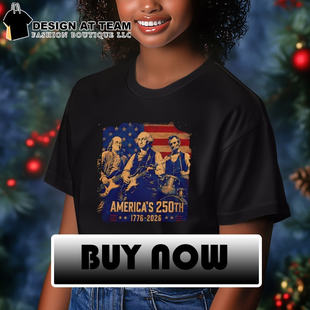 George Washington Benjamin Franklin Abraham Lincoln Founding Fathers Rock Band America 250th 1776-2026 shirt