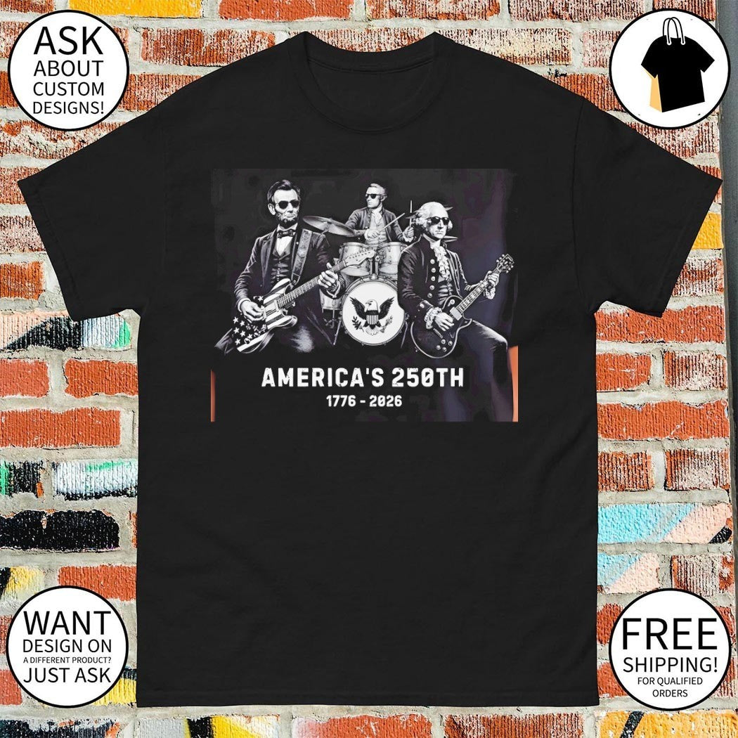 George Washington Lincoln Hamilton Playing Guitar 250 Years America Anniversary 1776-2026 shirt