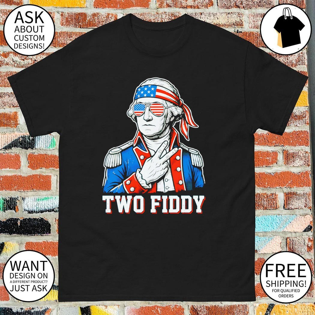 George Washington flag bandana sunglasses patriotic Two Fiddy shirt