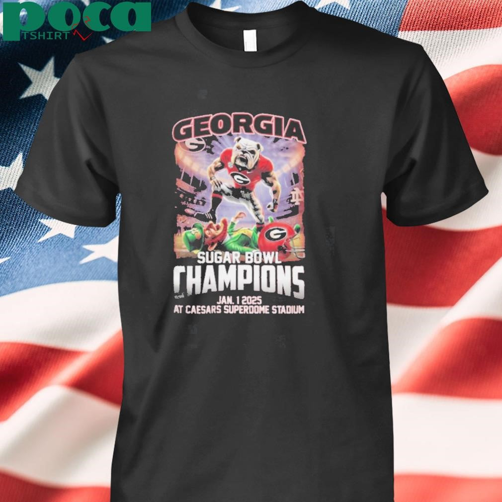 Georgia Bulldogs Sugar Bowl Champions Jan 1 2025 It’s Time At Caesars Superdome Stadium Mascot Shirt