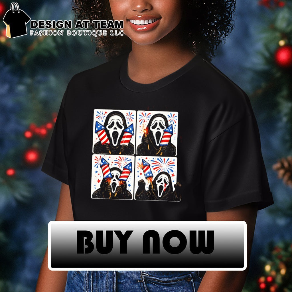 Ghostface Horror Movie Slasher Villain Celebrating Independence Day Holiday 4th of July shirt