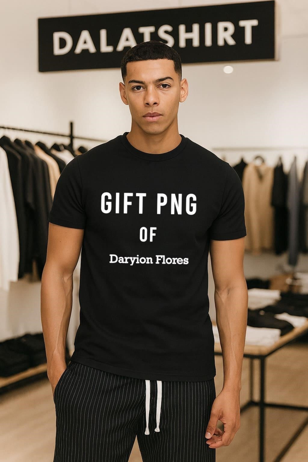 Gift PNG Of Daryion Flores shirt