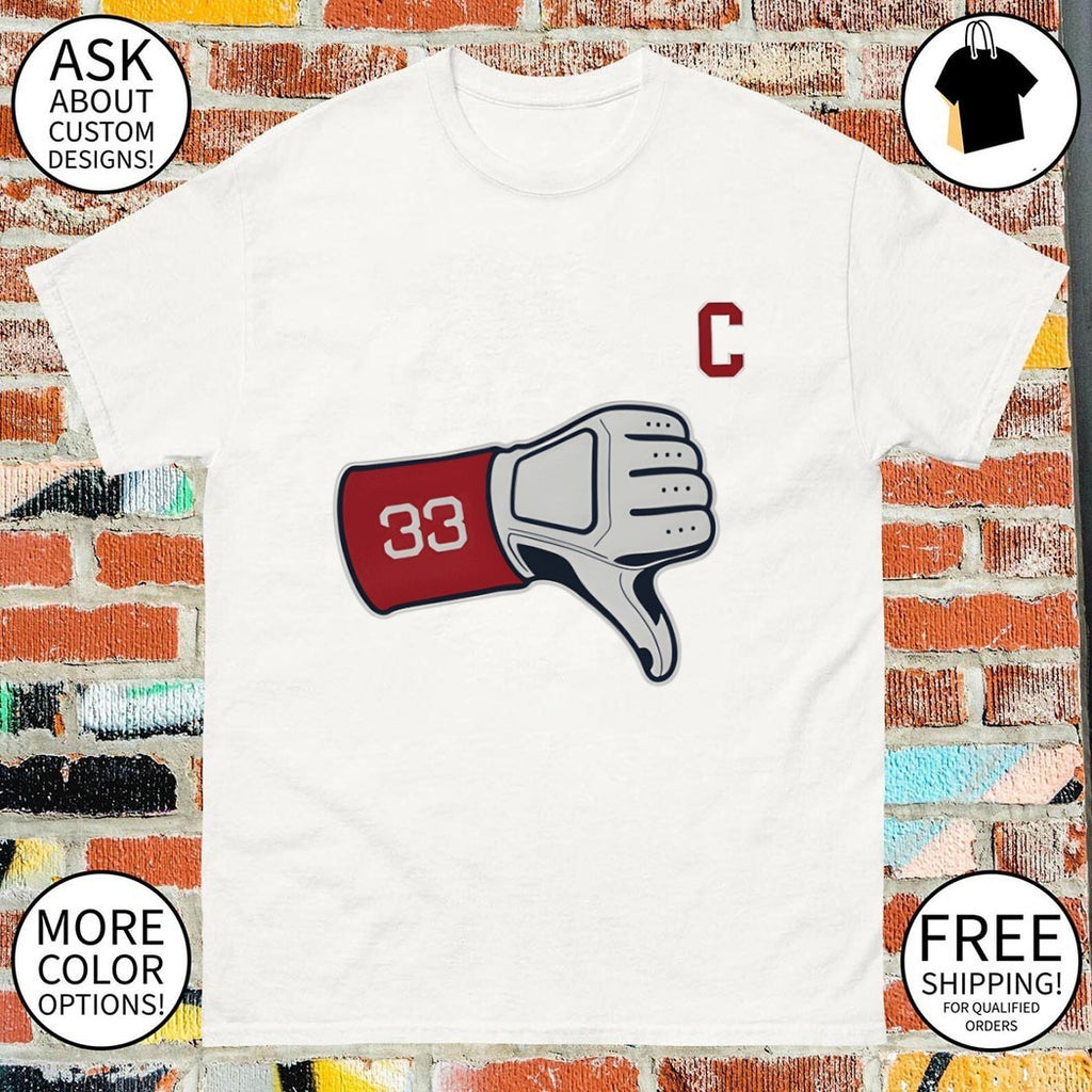 Glove Thumbs Down Hunter Gaddis 33 Cleveland Guardians Baseball MLB 2026 shirt