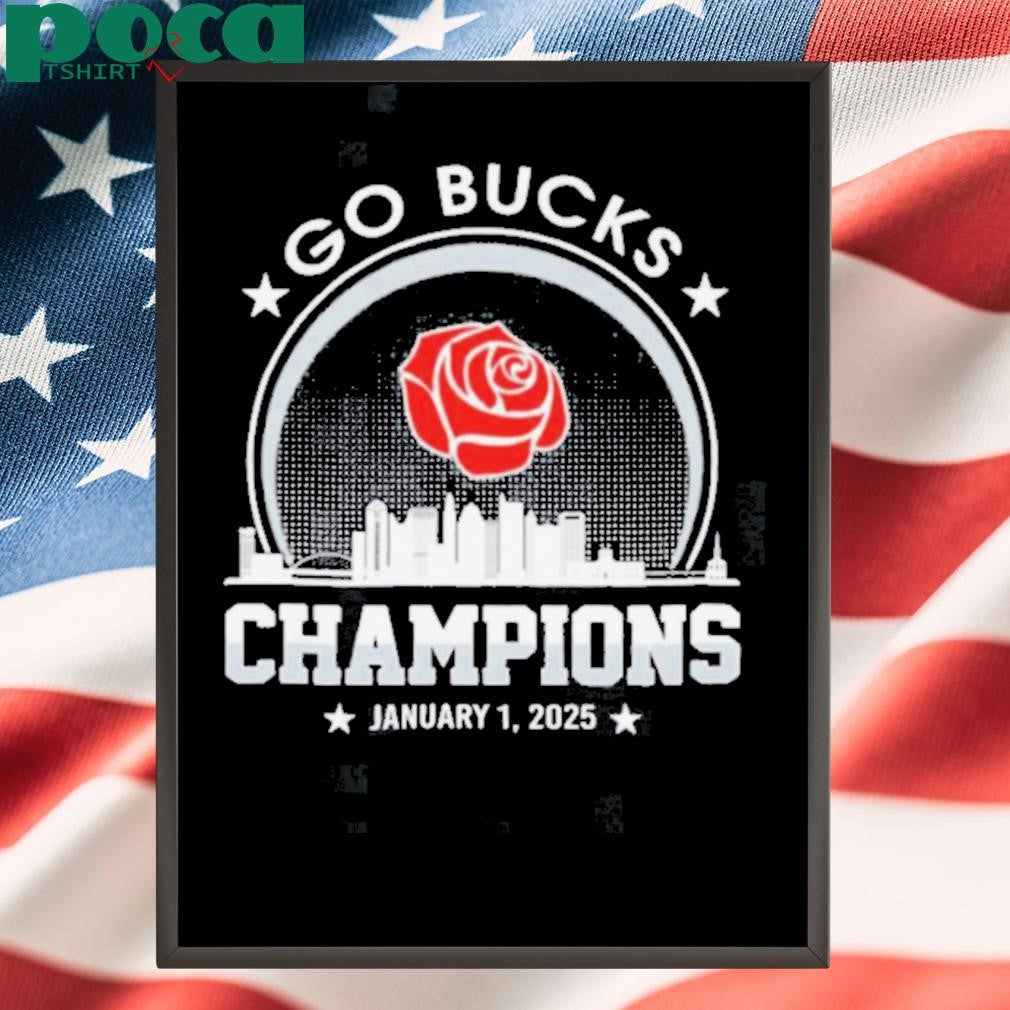 Go Bucks Football 2025 Rose Champions Skyline Logo Shirt