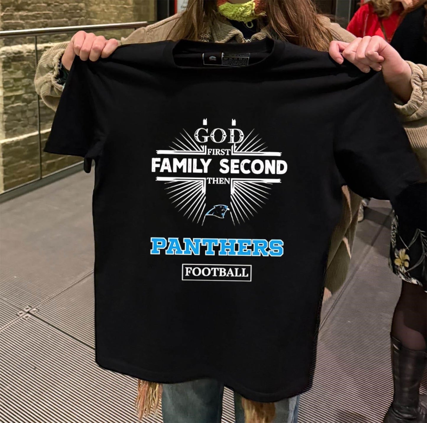 God First Family Second Then Panthers Football Sports Graphic shirt