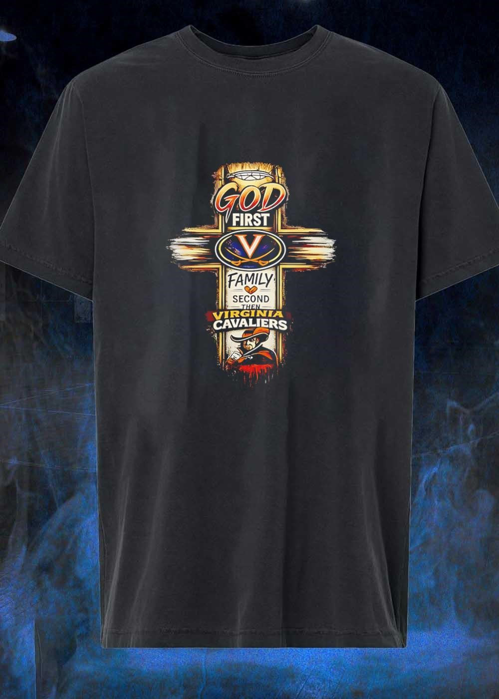 God First Family Second Then Virginia Cavaliers Logo V Men’s T-Shirt