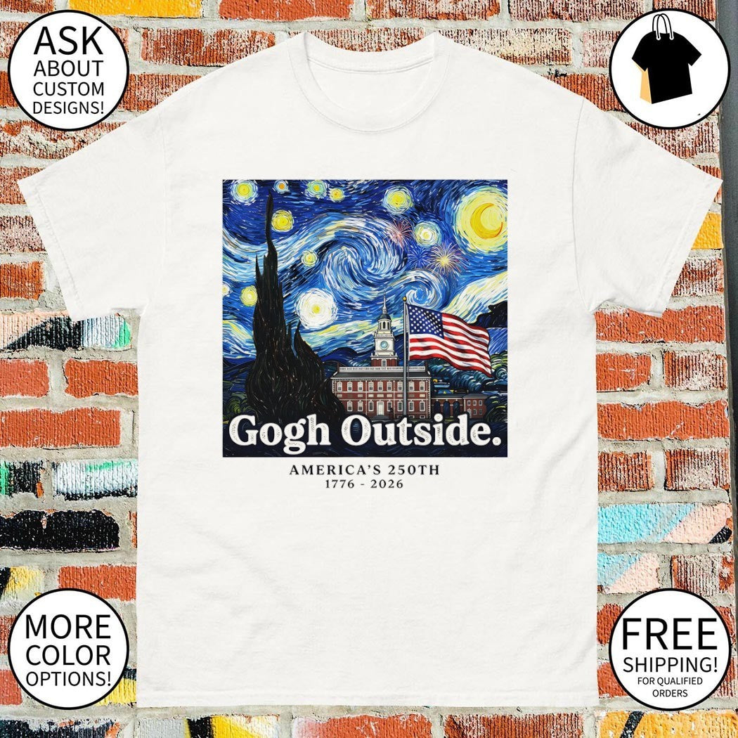Gogh Outside Vincent van Gogh America 250th 1776 2026 Starry Night USA 4th of July shirt