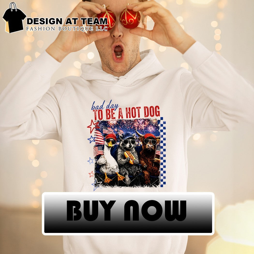 Goose Raccoon Cow Bad day to be a hot dog 4th of July shirt