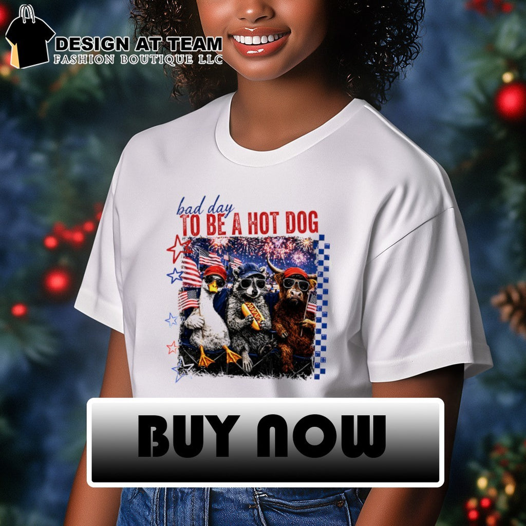 Goose Raccoon Cow Bad day to be a hot dog 4th of July shirt