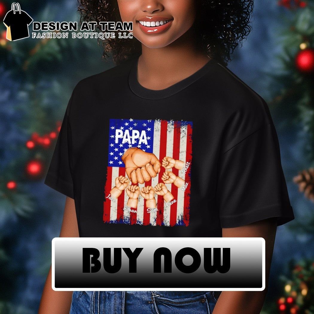 Grandfather gift American flag fist bump personalized Papa Jace Ethan Sam Lane Max shirt