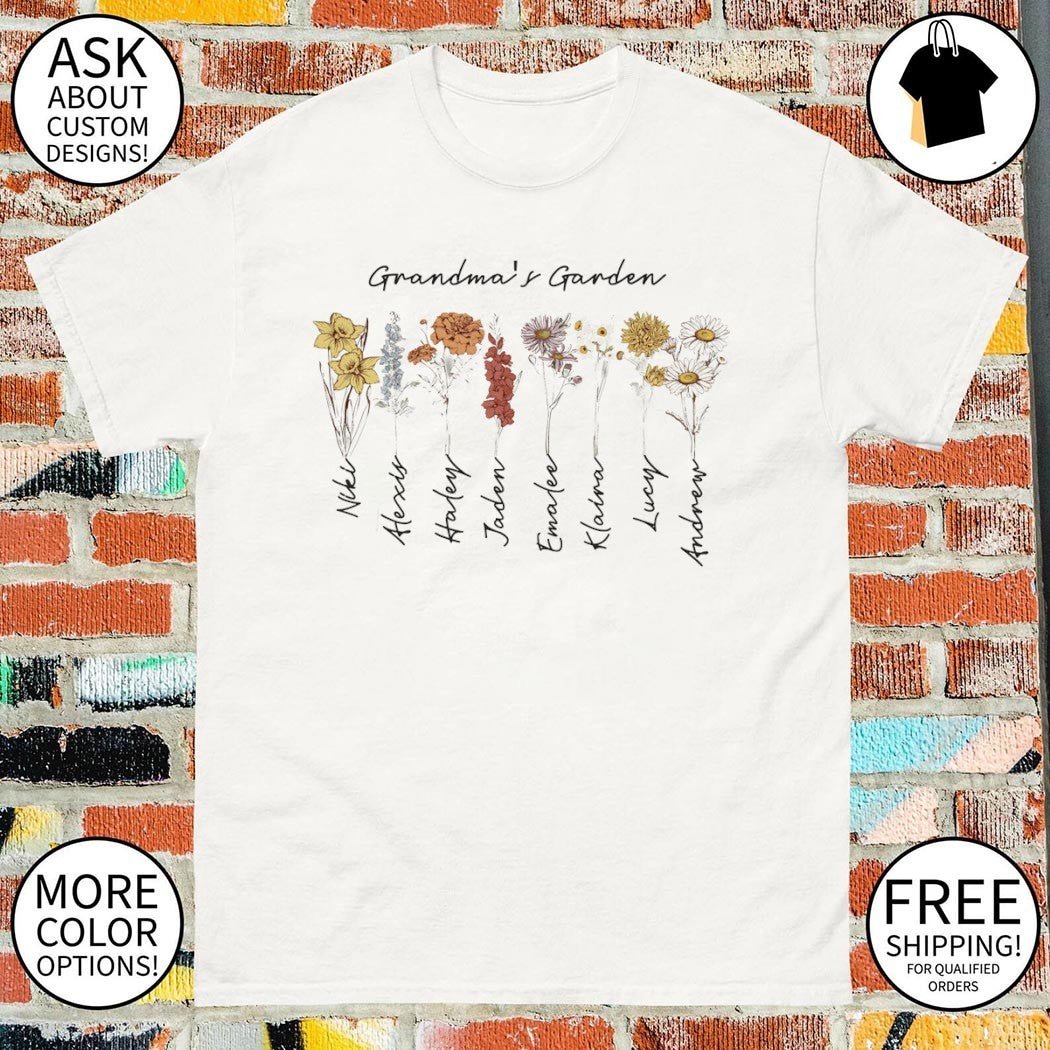 Grandma’s garden birth flower love grows here shirt