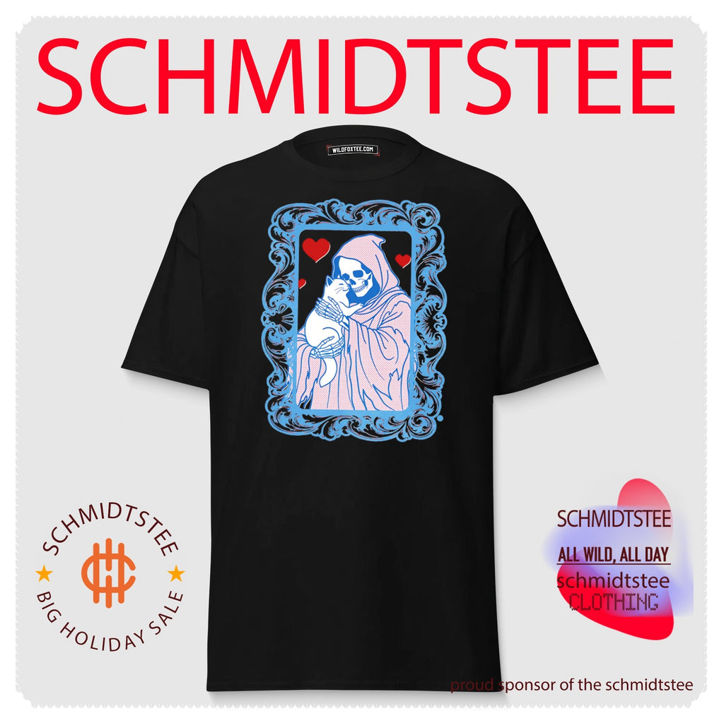 Grim Reaper Holding a White Cat Death Skeleton shirt