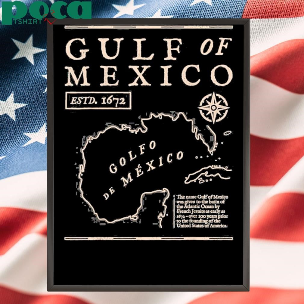 Gulf Of Mexico 1672 Historic Map Retro Gulfo Men Women Kids T Shirt