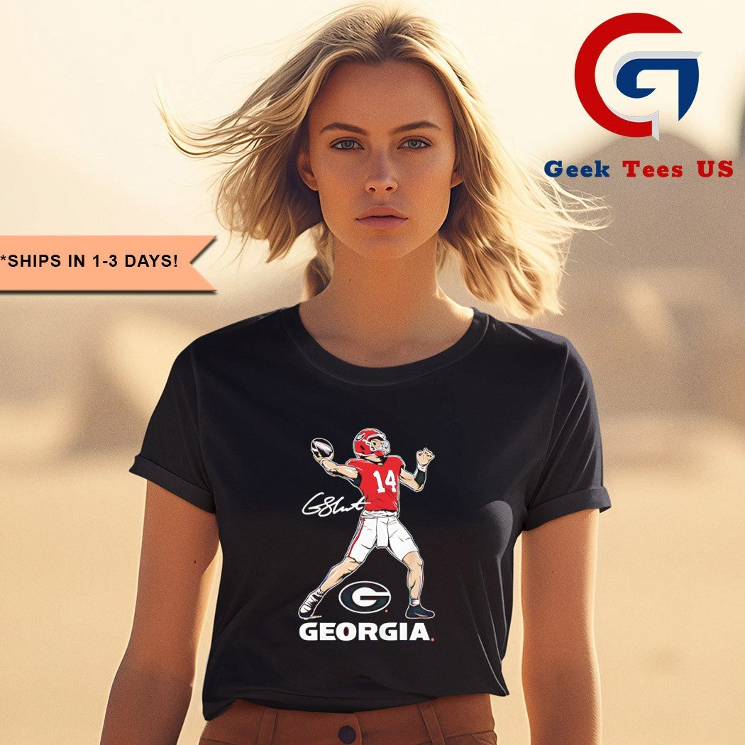 Gunner Stockton Georgia Bulldogs football superstar pose signature shirt
