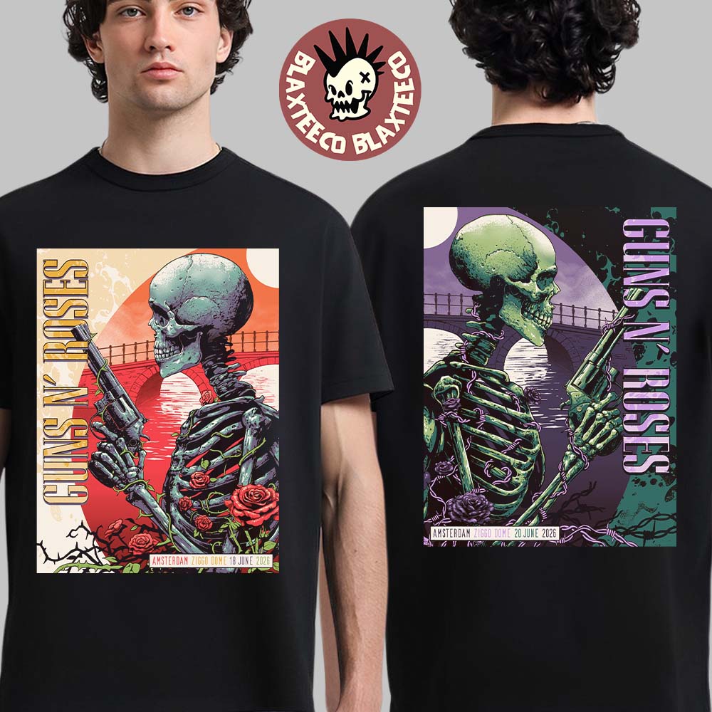 Guns N Roses Amsterdam Netherlands 2026 Night 1 And 2 Combined Set Event Poster At Ziggo Dome On 18 And 20 June 2026 Two Sided T-Shirt