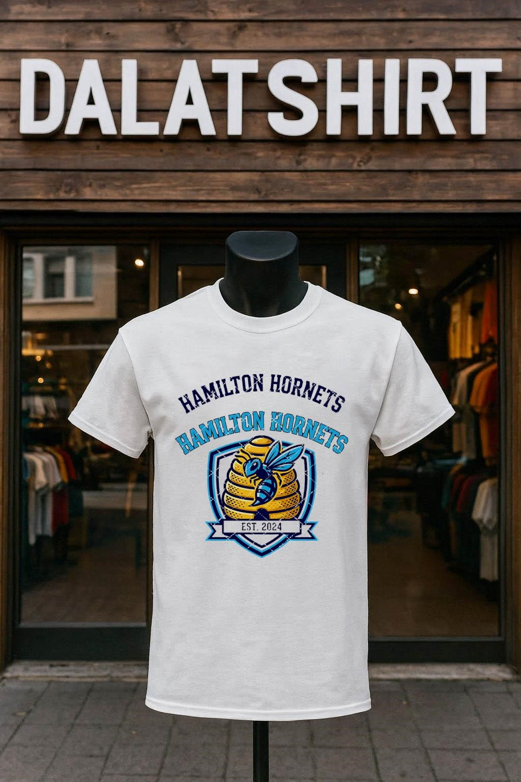 Hamilton Hornets Est 2024 Beehive Crest Sports Team Graphic shirt